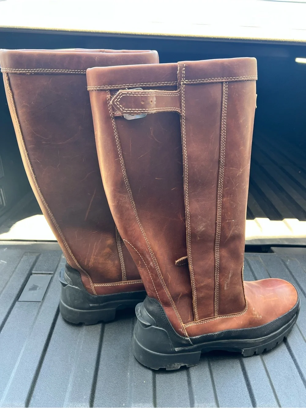 Hunter Men's Brown Leather Tall Rain Boots